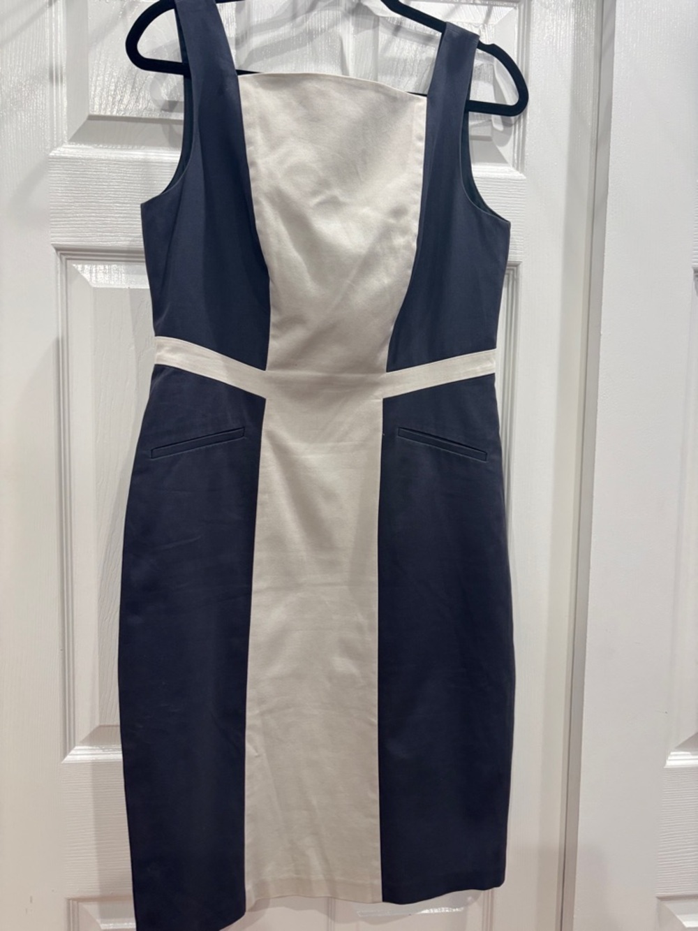 Club Monaco Grey and Cream Colorblock Midi Sheath Dress by Club Monaco